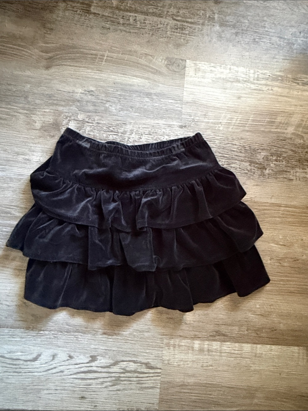 Hanna Andersson Girls Black Tiered Velour Ruffle Skirt